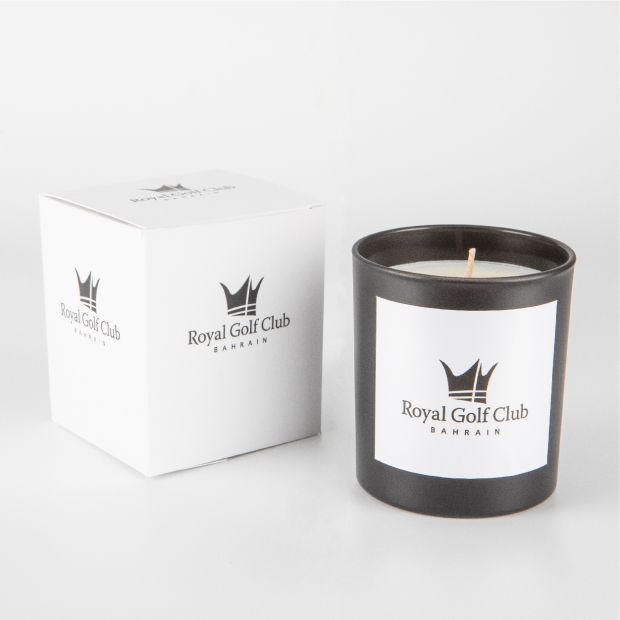 240g Black Glass Scented Candle in a Printed Gift Box